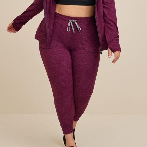 Torrid Purple Happy Camper Jogger Super Soft Performance Jersey Crop Size 3 NWOT - Picture 1 of 8